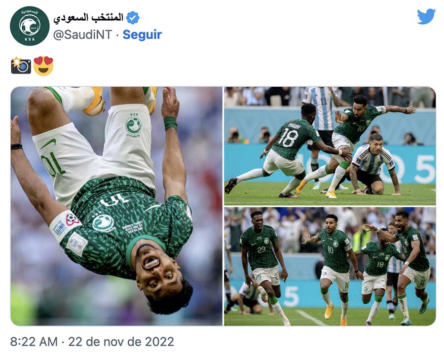 Publicação no Twitter da Arábia Saudita