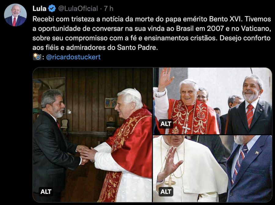 Publicação de Lula no Twitter