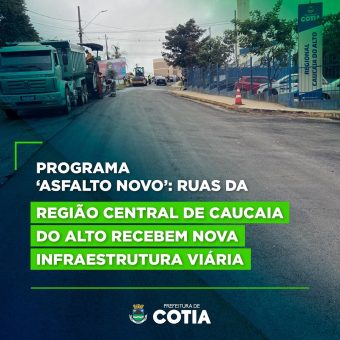 Programa Asfalto Novo melhora infraestrutura viária em vias centrais de Caucaia do Alto, Cotia
