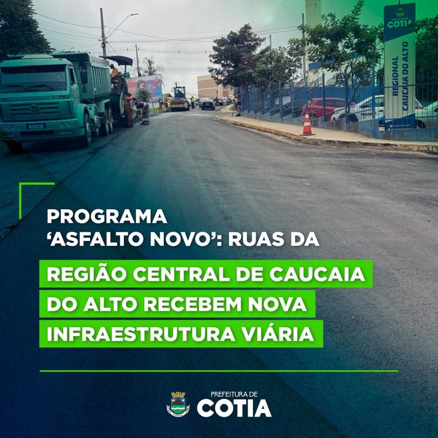 Programa Asfalto Novo melhora infraestrutura viária em vias centrais de Caucaia do Alto, Cotia