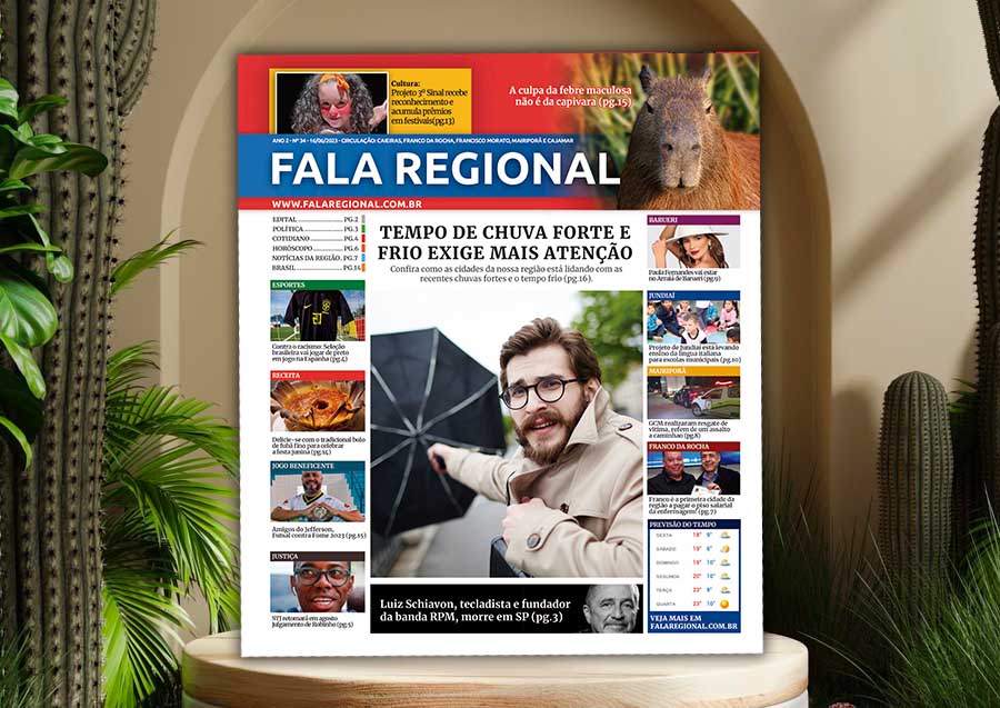 Jornal Fala Regional – Nº 34 – Chuva forte, frio, febre maculosa e capivaras