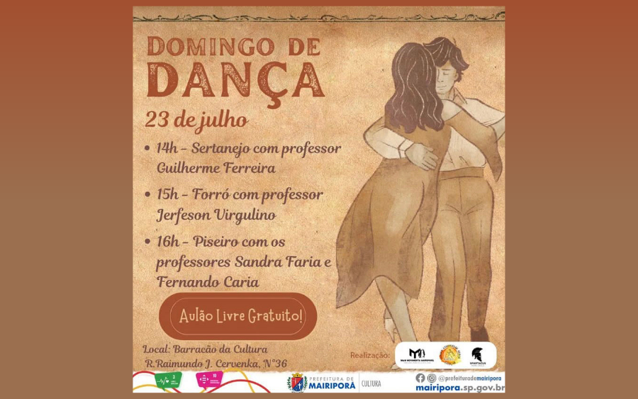 Domingo de Dança em Mairiporã promete ser um grande evento cultural. 