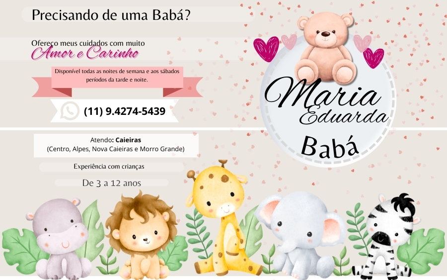 Maria Eduarda: A Babá Que Traz Confiança e Carinho para a Sua Família em Caieiras