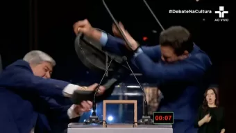 Datena agride Marçal com cadeira durante debate na TV Cultura