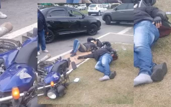 Motociclista fica ferido em acidente no trevo do Jardim dos Eucaliptos