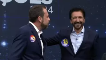 Abraço entre Nunes e Boulos no debate da Band viraliza nas redes e gera memes