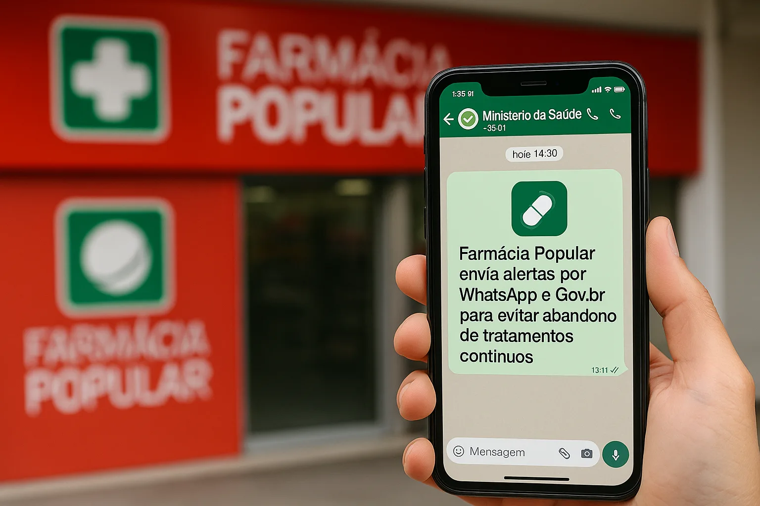 Farmácia Popular envia alertas por WhatsApp e Gov.br para evitar abandono de tratamentos contínuos