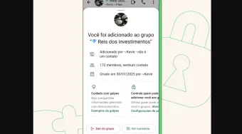 Novo golpe, novo alerta: WhatsApp avisa quando desconhecido te adiciona em grupo suspeito