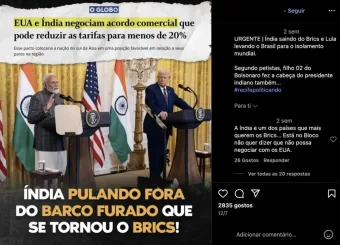 Mentira incendiária nas redes: Índia não sai dos BRICS e será próxima presidente do bloco