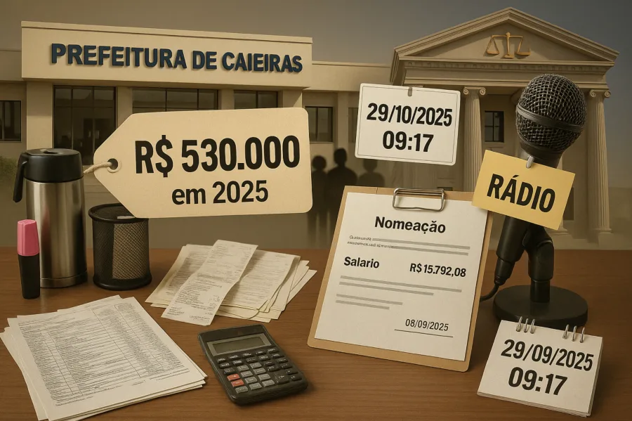 Caieiras 2025: compras de R$ 530 mil, ação contra rádio e cargo na Fazenda acendem alerta