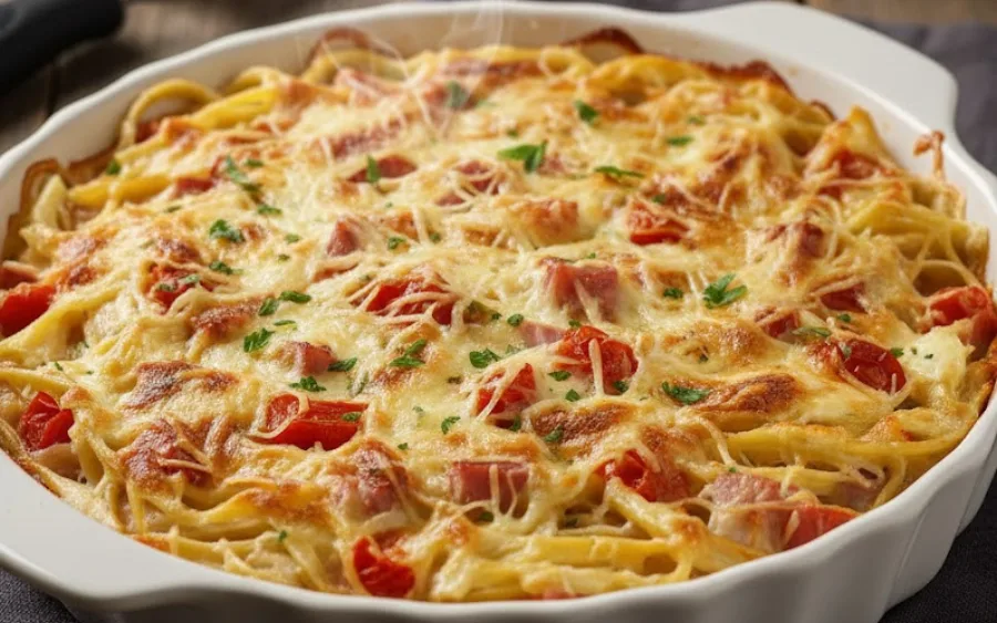 O segredo do ponto certo: Preparar o talharim al dente garante que ele termine de cozinhar no forno sem perder a firmeza, absorvendo todo o sabor do molho.