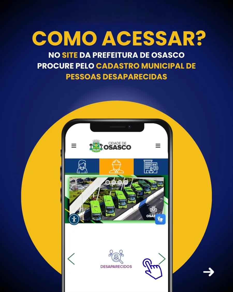 Para registrar, basta entrar no portal e selecionar cadastrar pessoa desaparecida no menu principal do site.