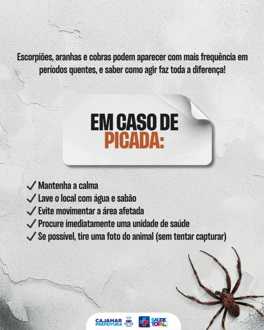 Cajamar orienta população sobre como agir em caso de picada de animal peçonhento