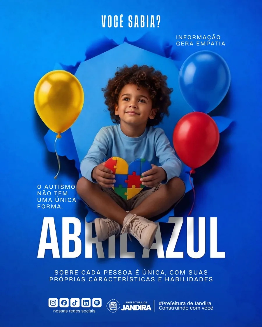 Prefeitura de Jandira reforça conscientização sobre autismo durante o mês de abril com ações voltadas à empatia e inclusão social.