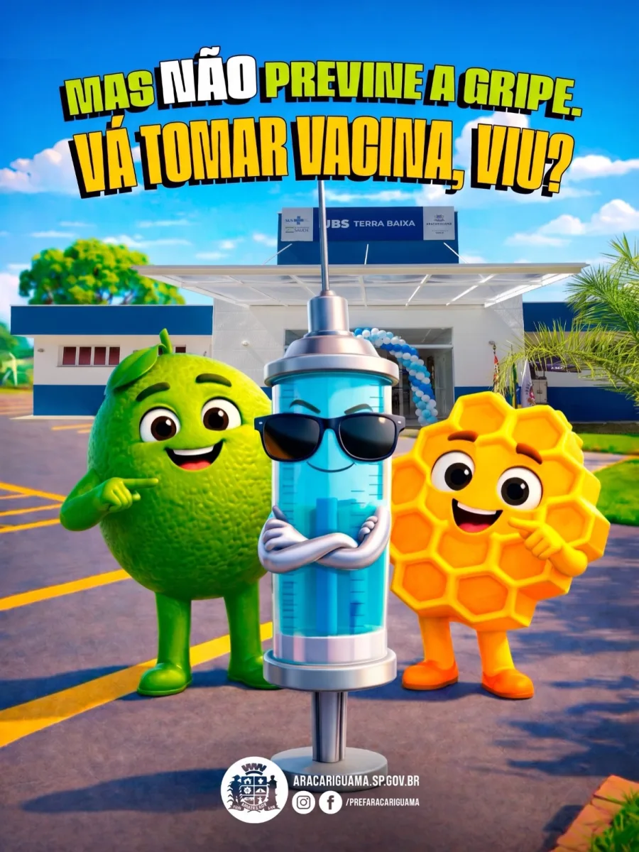 Prefeitura de Araçariguama disponibiliza vacina contra influenza em UBS e USF, com atendimento em horário definido durante a semana.
