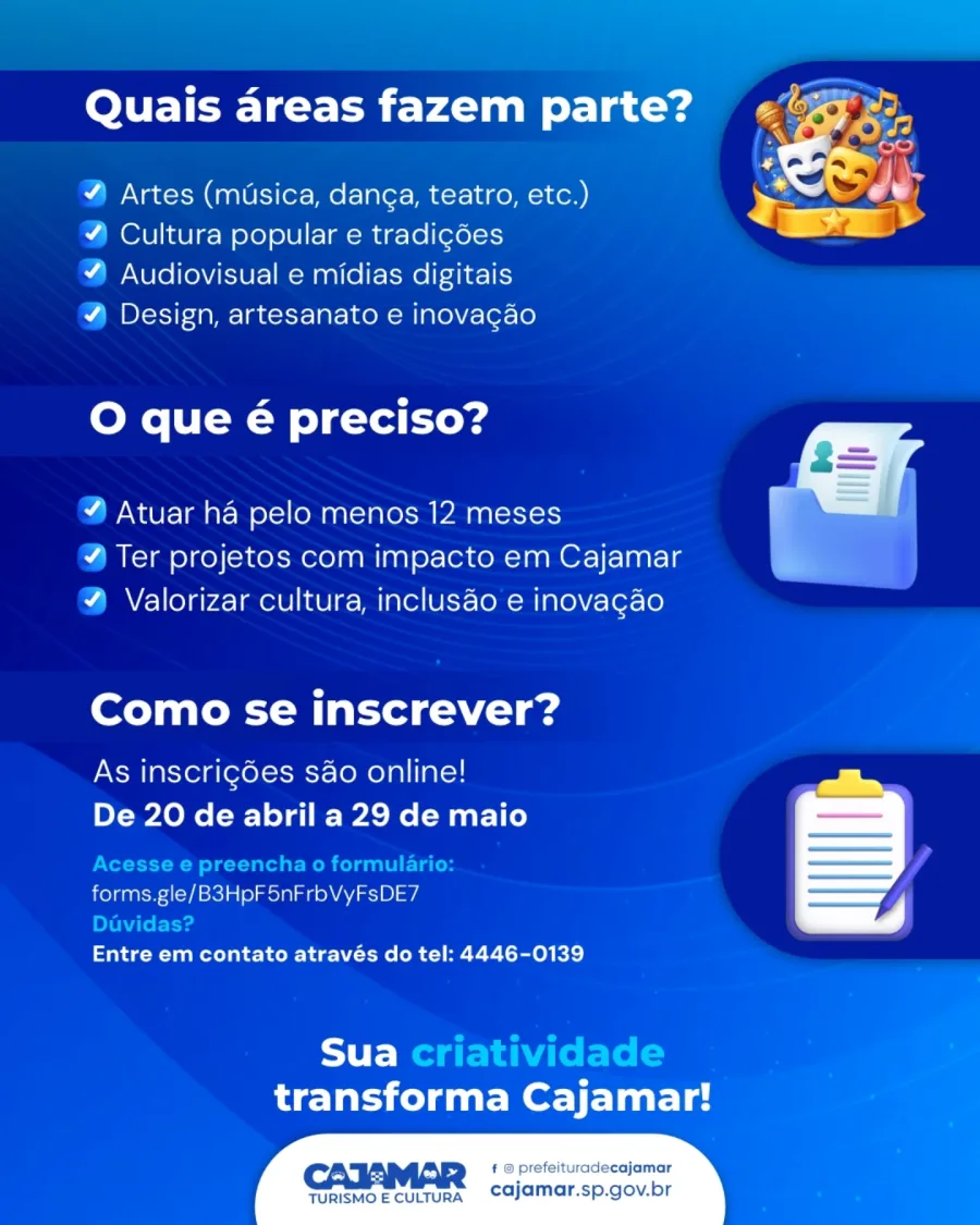 Selo Cajamar Criativa: oportunidade para artistas e projetos culturais