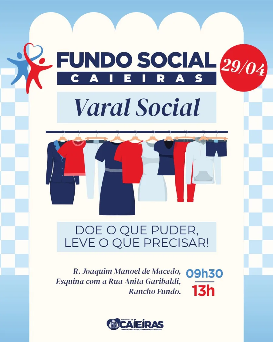 A iniciativa ocorre das 9h30 às 13h na Rua Joaquim Manoel de Macedo, esquina com a Rua Anita Garibaldi, e integra o Varal Social com uma frente de atendimento médico, incluindo aferição de pressão arterial, teste de glicemia e exames rápidos para ISTs.