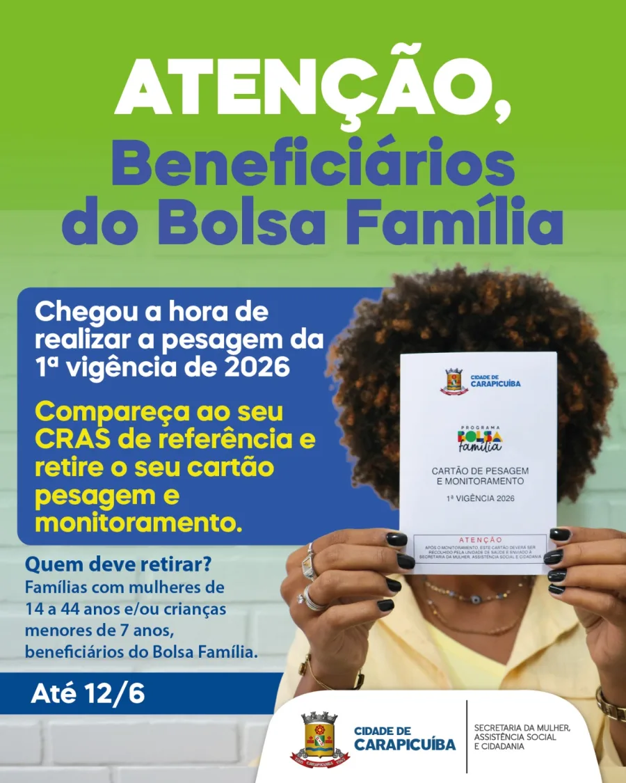 O procedimento deve ser feito diretamente nos CRAS do município, sem necessidade de agendamento, mediante apresentação de documentos básicos. A medida faz parte das condicionalidades do programa e está ligada ao monitoramento de famílias em situação de vulnerabilidade.
