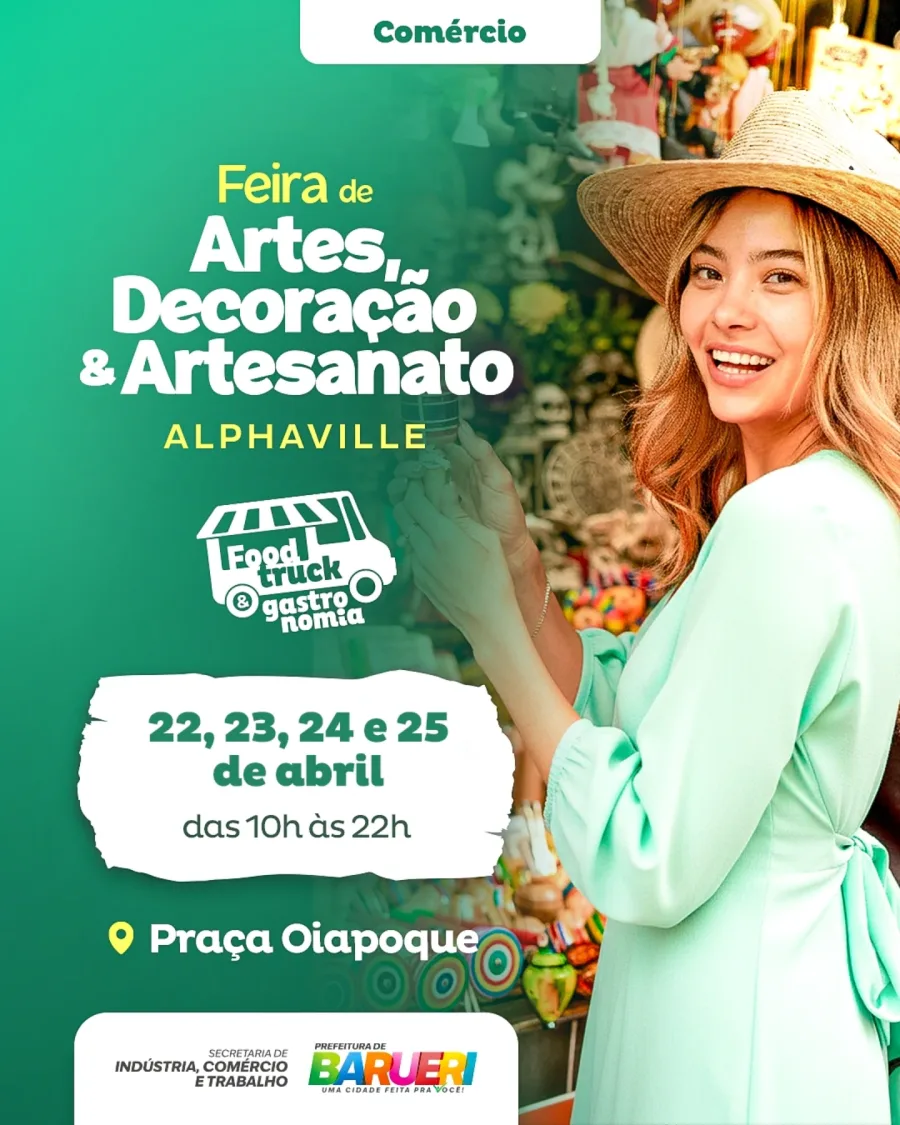 Realizada na Praça Oiapoque, a feira funciona das 10h às 22h e também contará com área gastronômica, com food trucks e opções variadas para o público durante todos os dias do evento.