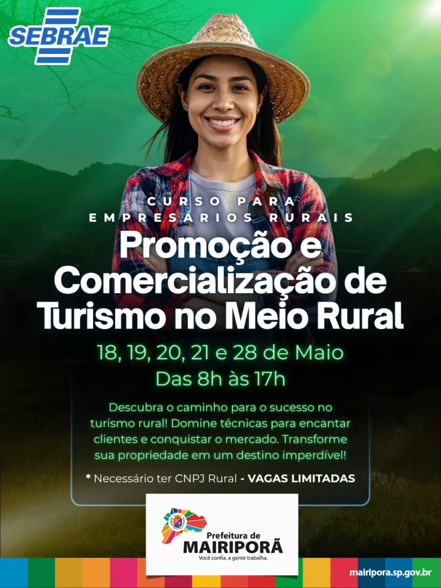 A formação é promovida em parceria entre Sebrae, Senar, Sindicato Rural de São Paulo e Prefeitura de Mairiporã, com atividades presenciais ao longo de cinco dias e conteúdo voltado à prática do mercado.