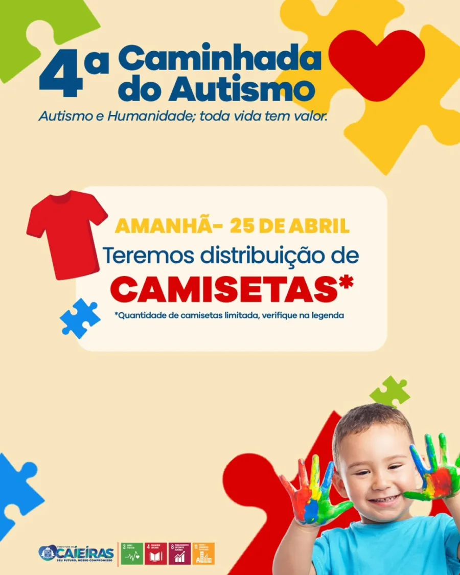 O evento reúne famílias, amigos e participantes em um movimento de conscientização e inclusão, com saída marcada para as 10h, mas a orientação é clara, chegar cedo pode ser decisivo para garantir a camiseta.