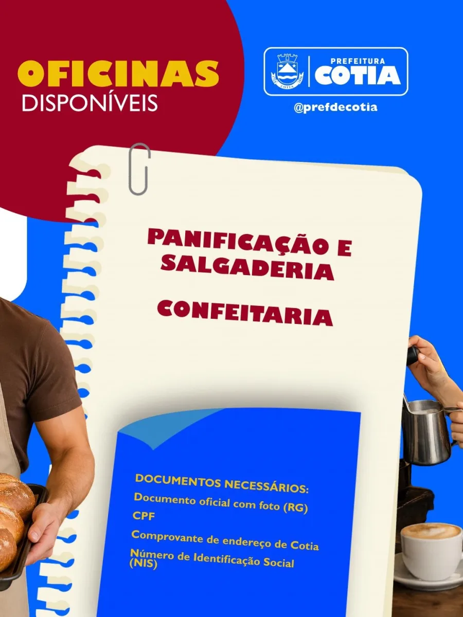 Moradores de Cotia com 16 anos ou mais e NIS atualizado podem se inscrever presencialmente no projeto social que oferece capacitação gratuita em gastronomia. A iniciativa atende quem deseja aprender uma nova profissão ou aumentar a renda com atividades práticas e acessíveis.
