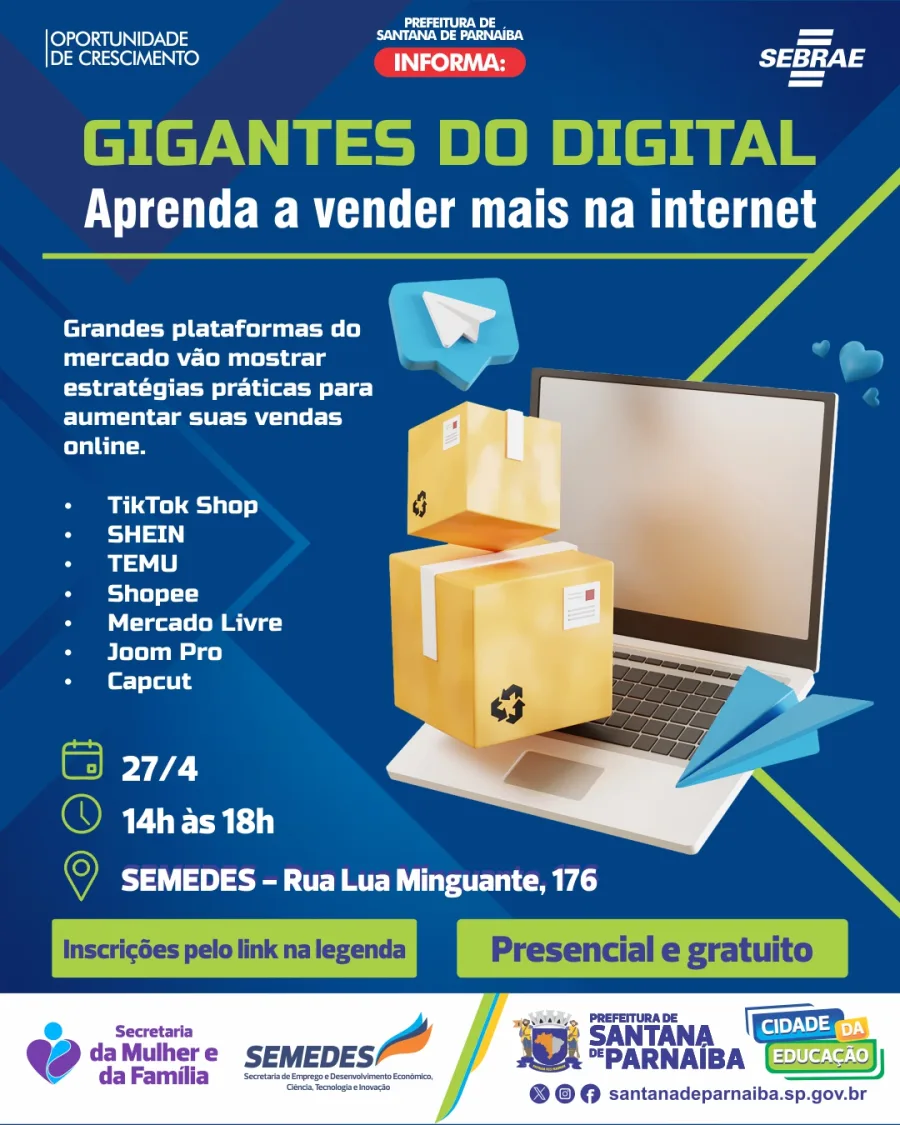 A iniciativa reúne nomes relevantes do comércio eletrônico para apresentar métodos práticos de vendas, com foco em marketplaces e redes sociais que concentram alto volume de consumidores no Brasil e no mundo.
