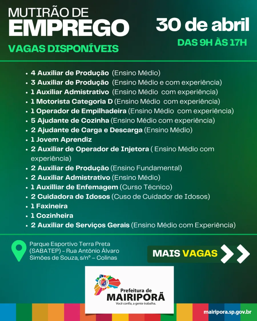 Evento reúne empresas da região e oferece oportunidades para quem busca o primeiro emprego ou recolocação. Levar currículo atualizado é essencial para participar.