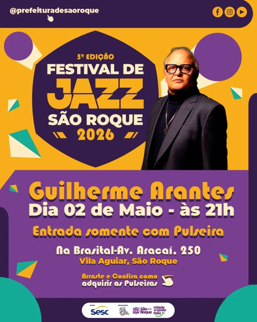 Festival de Jazz em São Roque: como funciona a entrada com pulseira para o show de Guilherme Arantes