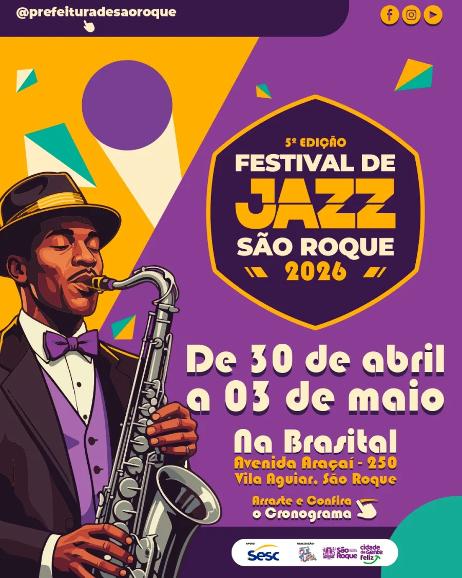 A quinta edição do Festival de Jazz começa nesta quinta em São Roque com programação gratuita na Brasital, reunindo artistas locais e nomes conhecidos em quatro dias seguidos.