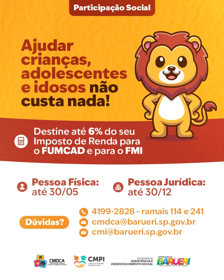 O prazo para pessoas físicas vai até 30 de maio de 2026, enquanto empresas podem realizar a destinação até 30 de dezembro. O procedimento ocorre durante a declaração do imposto, com impacto direto no financiamento de políticas públicas.