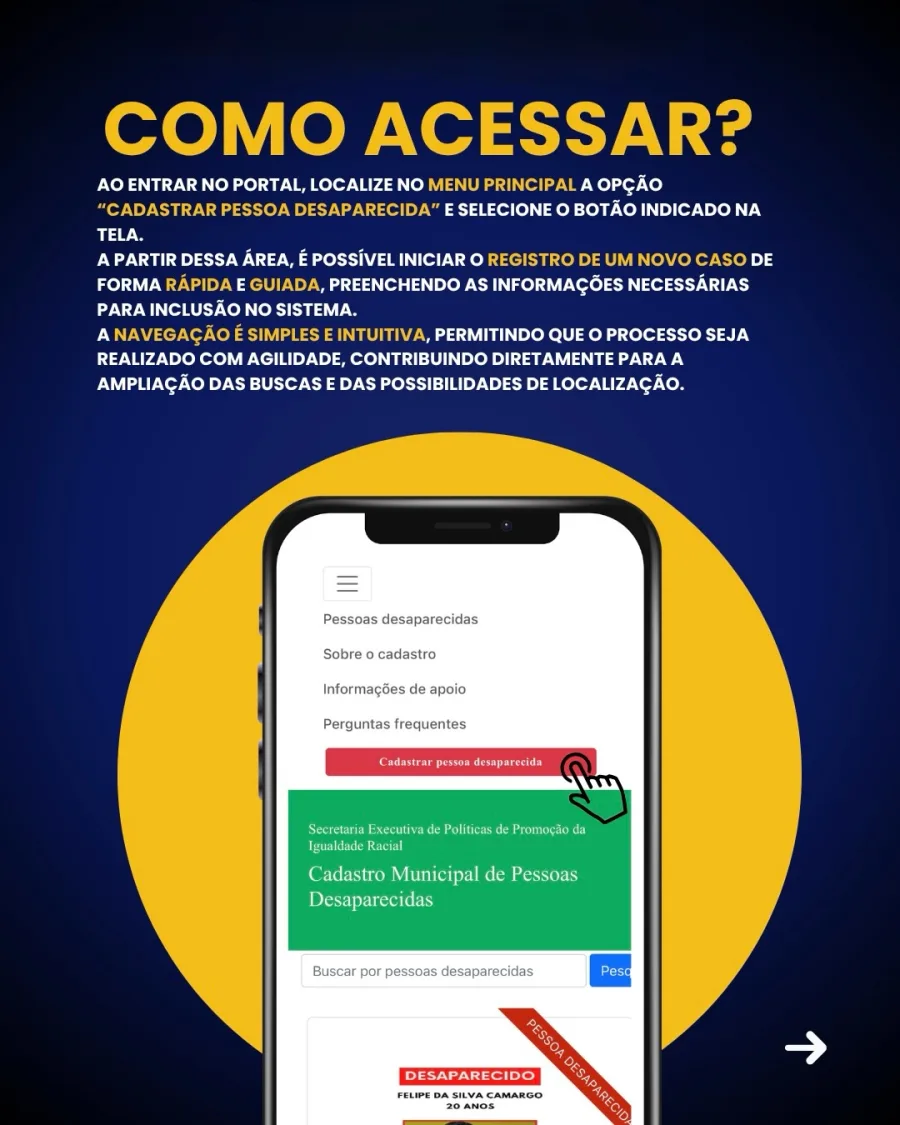 O sistema também permite consultar casos já registrados, com informações atualizadas constantemente.