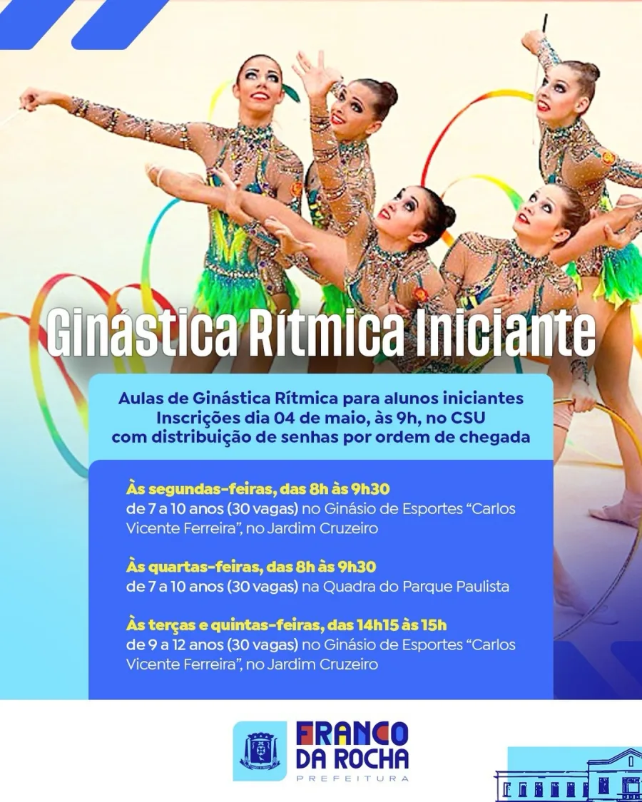A iniciativa atende crianças de 7 a 12 anos e oferece turmas em diferentes dias e horários, com atividades realizadas em espaços esportivos do município.