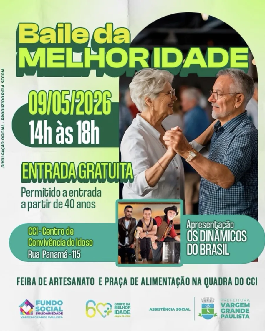Marcado para o dia 09 de maio de 2026, das 14h às 18h, o evento será realizado no Centro de Convivência do Idoso, na Rua Panamá, 115, com expectativa de atrair moradores da cidade e da região em busca de lazer acessível e integração social.