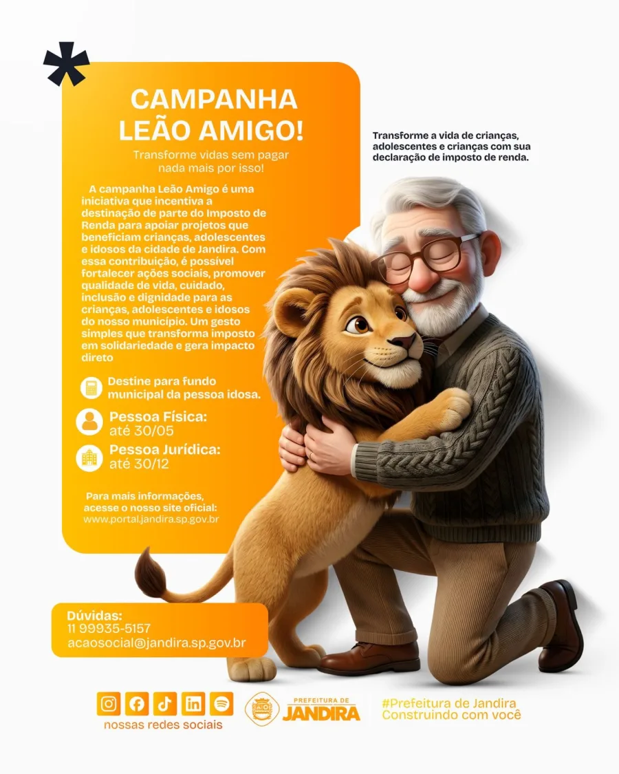 Campanha em Jandira orienta contribuintes a destinar parte do Imposto de Renda para projetos sociais locais