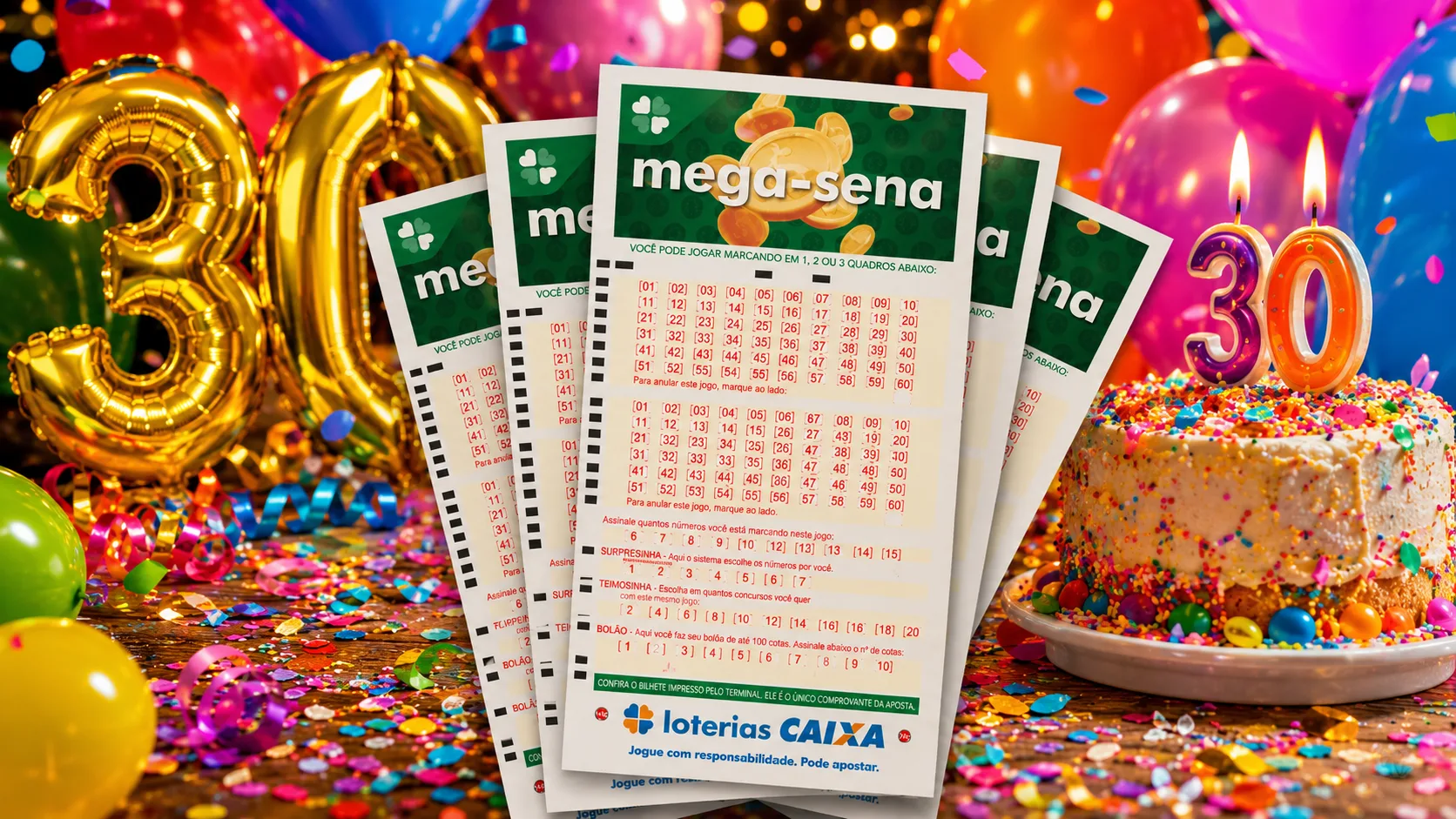 Resultado da Mega-Sena de Hoje teve 2 ganhadores em CE e RJ; Sorteio do concurso 3010 deu R$ 168 milhões no sorteio da Mega 30 anos