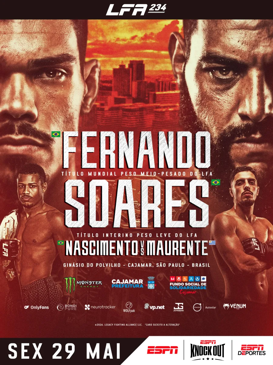 O evento internacional de MMA acontecerá no Ginásio do Polvilho e terá ingresso solidário mediante doação de absorventes femininos.