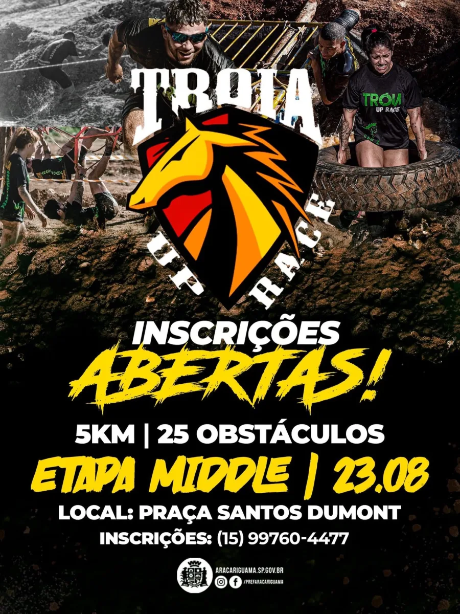 A TROIA UP RACE já abriu inscrições e deve reunir atletas e amantes de desafios esportivos em uma prova com 5 quilômetros e 25 obstáculos.