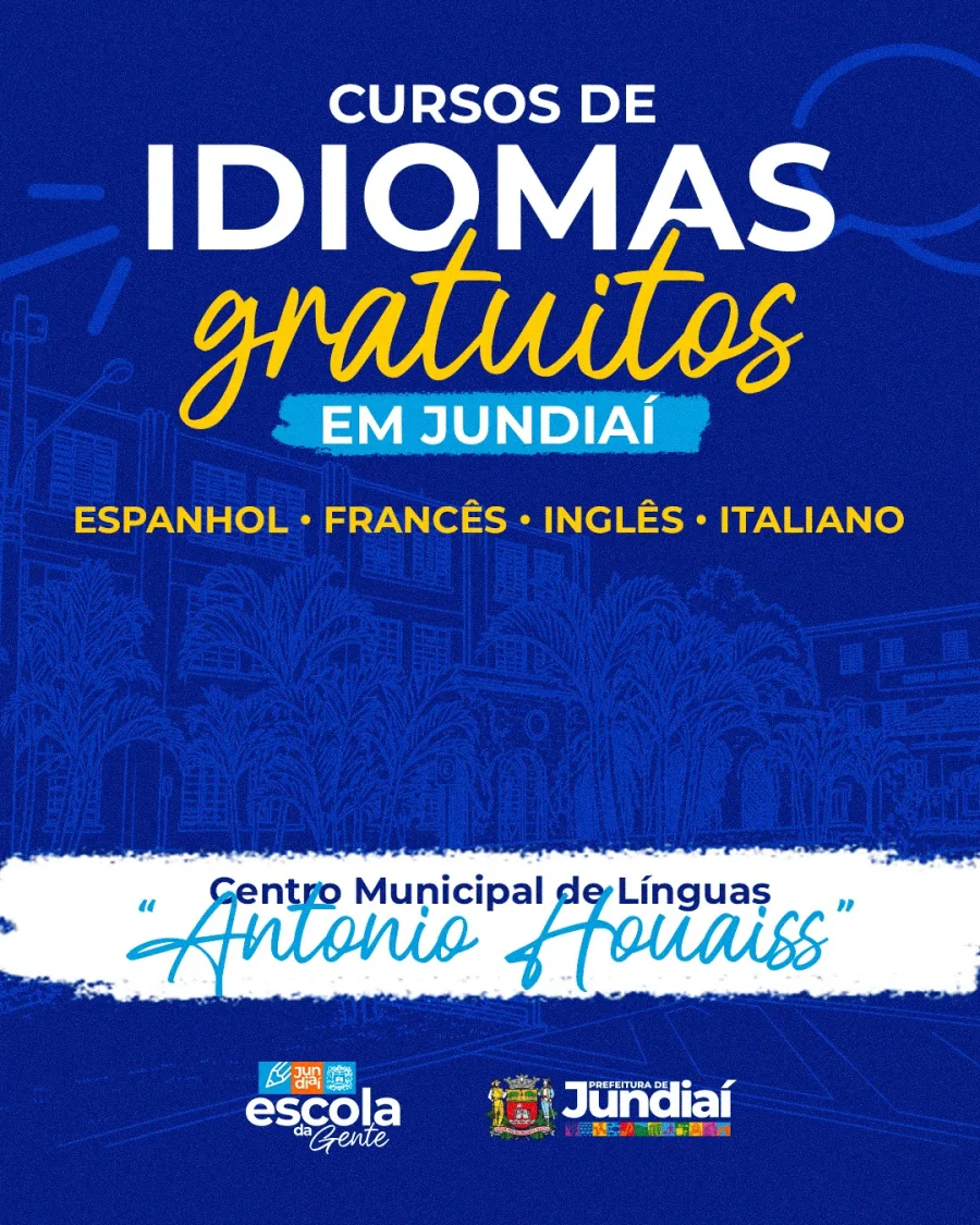 A Prefeitura de Jundiaí abriu inscrições para cursos gratuitos de idiomas, com vagas limitadas e seleção por sorteio. O prazo segue até 24 de maio e inclui quatro opções de língua.