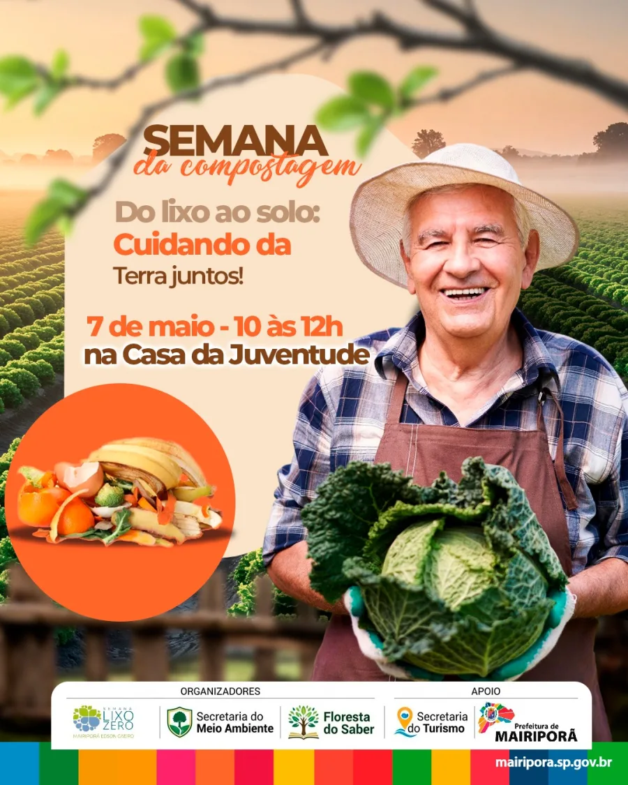 O encontro acontece na Casa da Juventude, das 10h às 12h, com palestra dedicada aos sistemas de compostagem e suas aplicações práticas, reunindo moradores interessados em reduzir o descarte de lixo orgânico e melhorar o uso de recursos naturais.