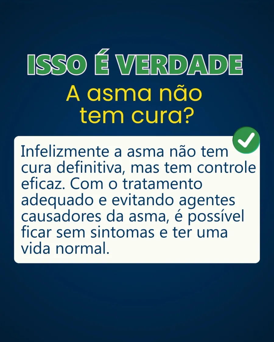 A asma não tem cura definitiva, mas pode ser controlada com tratamento adequado e evitando fatores que desencadeiam as crises.