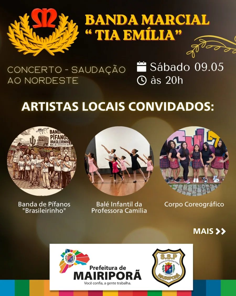 A Banda Marcial Tia Emília conduz o espetáculo sob regência do maestro Inácio Bezerra. O repertório foca na cultura nordestina, com apresentações que misturam tradição musical e performances coreográficas no palco.