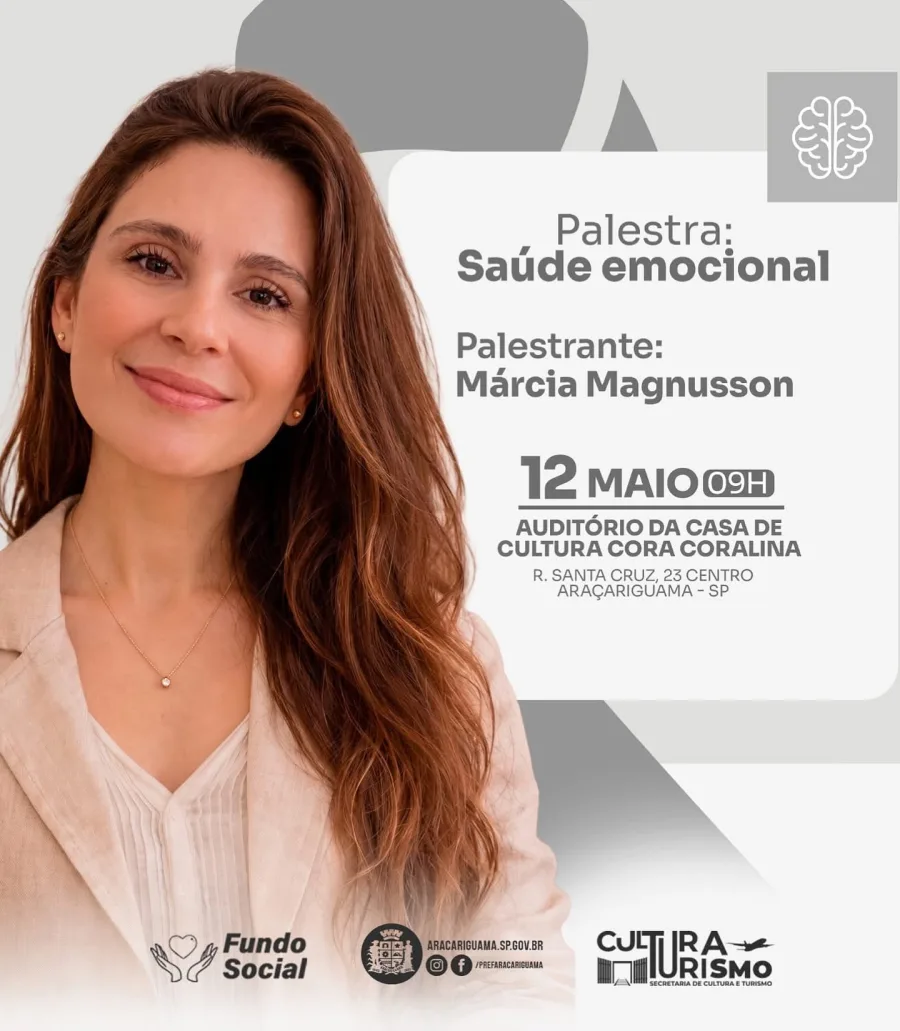 Com foco em bem-estar emocional e equilíbrio psicológico, a palestra pretende ampliar o debate sobre saúde mental e oferecer orientações à população. A expectativa é de participação de moradores interessados em compreender melhor os desafios emocionais do cotidiano e a importância do cuidado contínuo com a saúde mental.