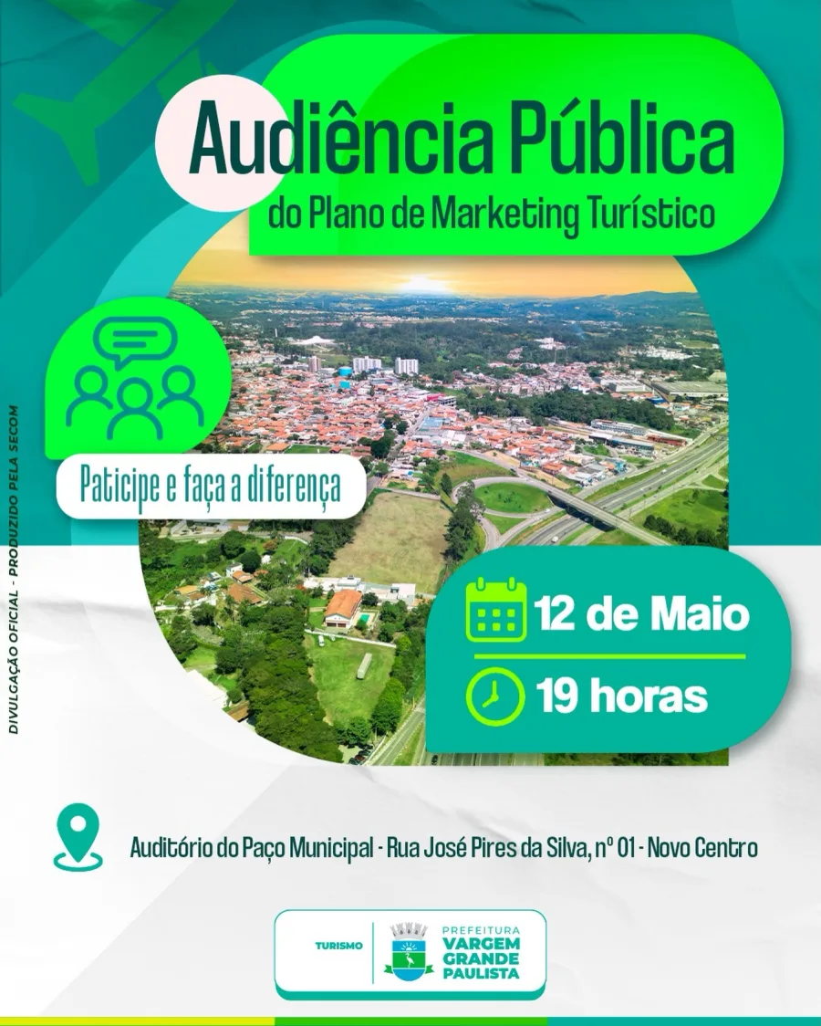 A proposta é envolver moradores e representantes do comércio, gastronomia, hotelaria e turismo regional na construção de um planejamento estratégico voltado à valorização dos atrativos locais e ao fortalecimento da atividade turística no município.