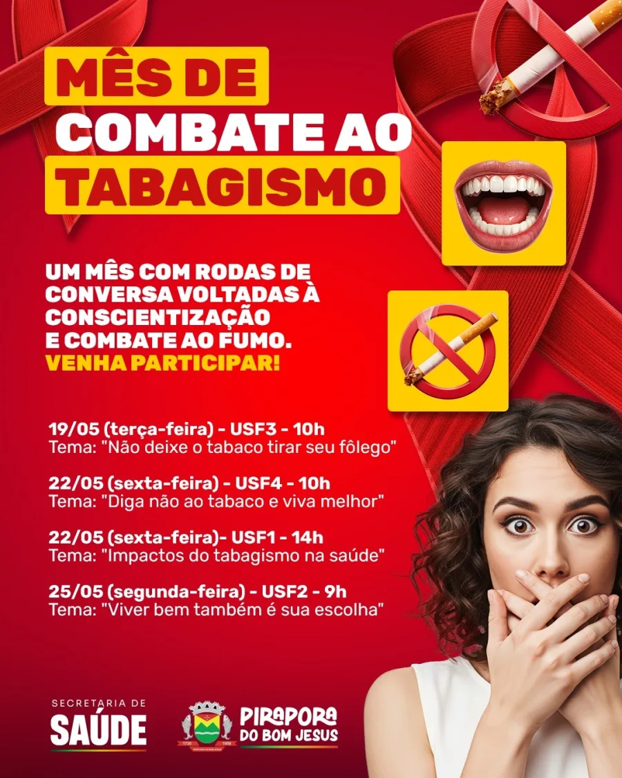 Com temas direcionados à prevenção, qualidade de vida e incentivo à mudança de hábitos, os encontros acontecem em bairros distintos do município e devem reunir profissionais da saúde para orientar fumantes, familiares e pacientes interessados em abandonar o cigarro ou compreender melhor os efeitos do tabaco no organismo.