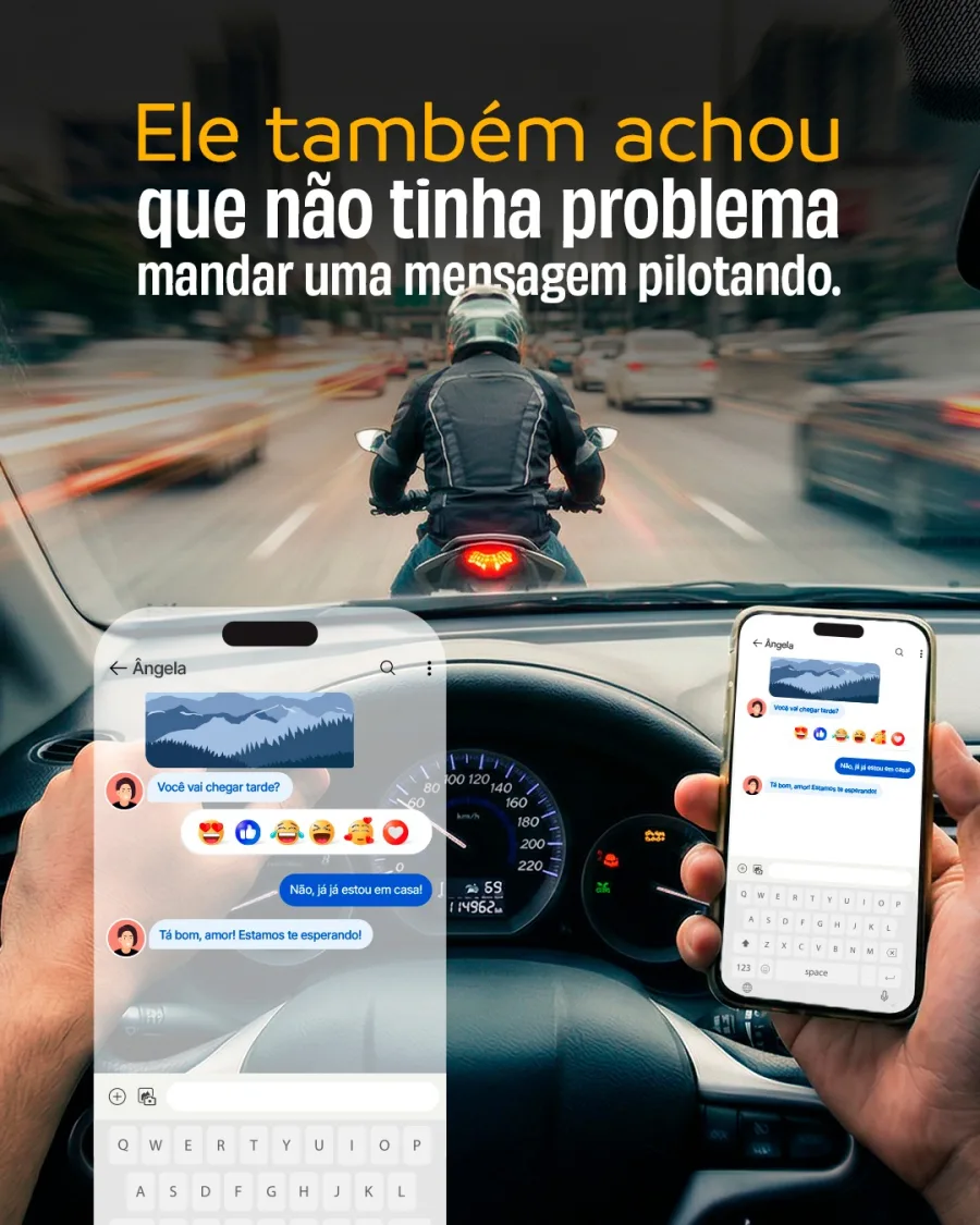 O tema fala em enxergar o outro, mas na prática o que se vê é pressa, impaciência e motorista achando que sempre tem prioridade.