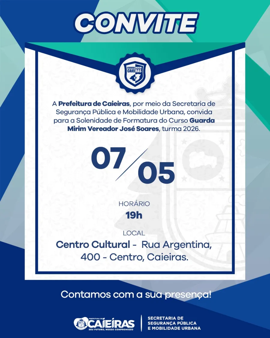 Organizada pela Secretaria de Segurança Pública e Mobilidade Urbana, a cerimônia marca o encerramento de mais uma etapa do projeto voltado à formação cidadã e orientação de adolescentes e jovens do município. A expectativa é de participação expressiva do público ao longo da noite no espaço cultural de Caieiras.
