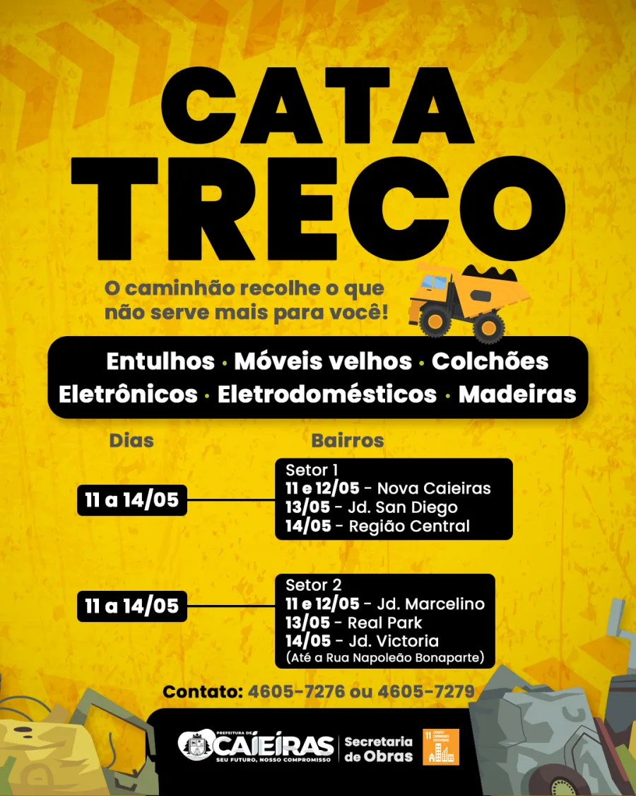 A ação faz parte da programação municipal de limpeza urbana e ocorre em meio ao aumento de descarte irregular de objetos em ruas e terrenos da cidade. A prefeitura também alertou para mudanças no cronograma em caso de chuva.