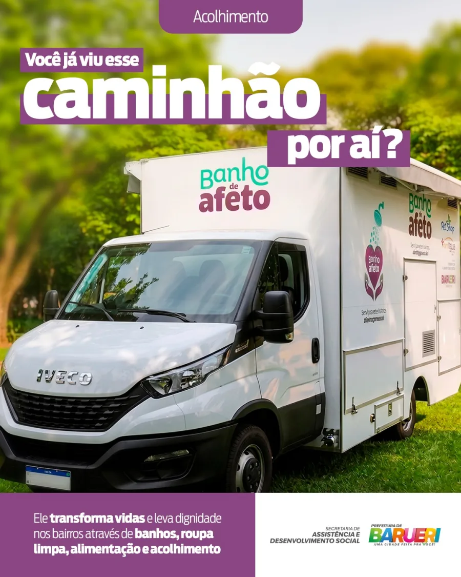 Ação social itinerante em Barueri atende pessoas em situação de vulnerabilidade com serviços básicos e encaminhamento para apoio social.