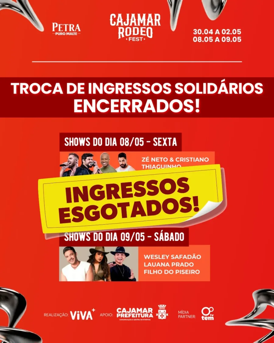 Segundo a organização, todos os ingressos disponibilizados para a ação solidária foram encerrados ainda durante o período de distribuição. Os itens arrecadados durante a troca serão destinados a famílias em situação de vulnerabilidade social.